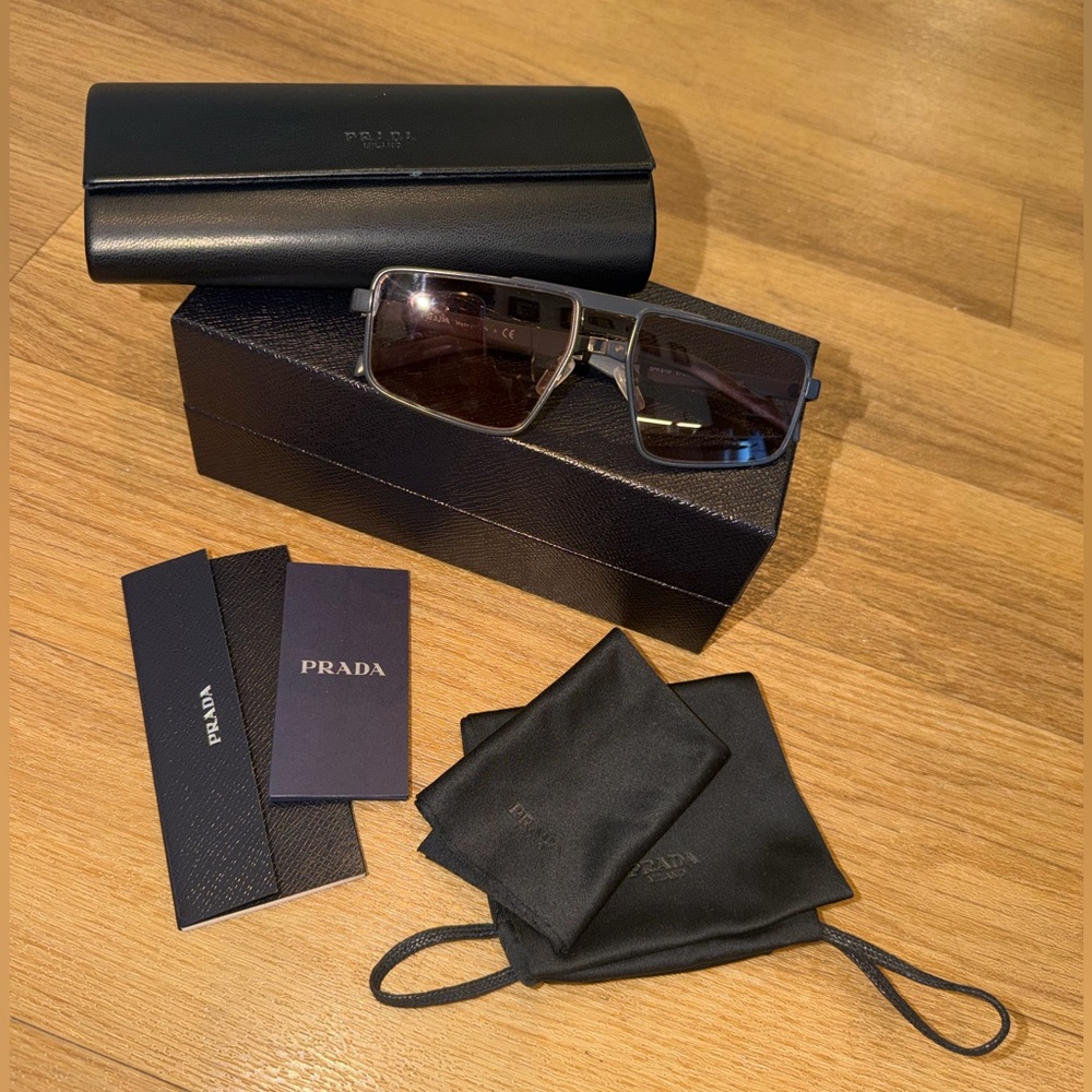 Prada Sunglasses Men’s Matte Black Frame/Brown Lenses PR 61WS - Picture 9 of 9
